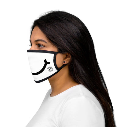 Nerdee's - "Smiley Face" with Logo (BLK Design 01) - Mixed-Fabric Face Mask - White