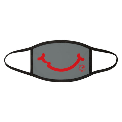 Nerdee's - "Smiley Face" with Logo (RED Design 01) - Mixed-Fabric Face Mask - Dark Gray