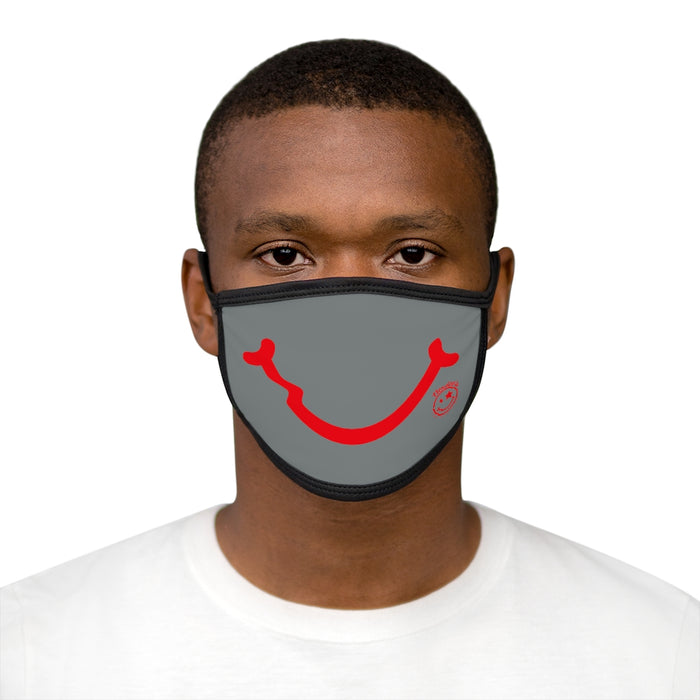 Nerdee's - "Smiley Face" with Logo (RED Design 01) - Mixed-Fabric Face Mask - Dark Gray