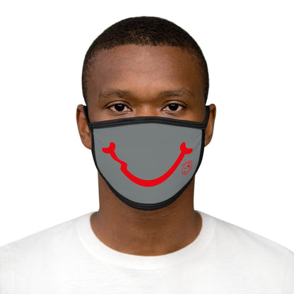 Nerdee's - "Smiley Face" with Logo (RED Design 01) - Mixed-Fabric Face Mask - Dark Gray