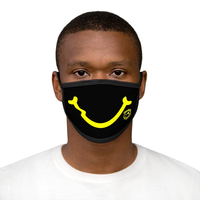 Nerdee's - "Smiley Face" with Logo (YEL Design 01) - Mixed-Fabric Face Mask - Black