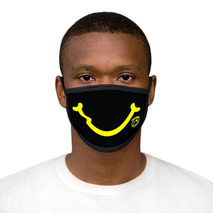 Nerdee's - "Smiley Face" with Logo (YEL Design 01) - Mixed-Fabric Face Mask - Black
