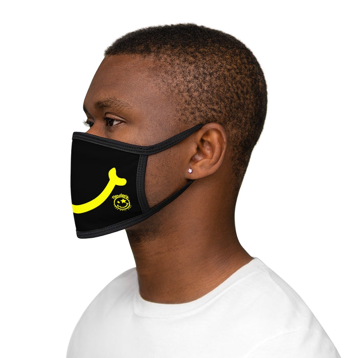 Nerdee's - "Smiley Face" with Logo (YEL Design 01) - Mixed-Fabric Face Mask - Black
