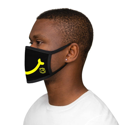 Nerdee's - "Smiley Face" with Logo (YEL Design 01) - Mixed-Fabric Face Mask - Black