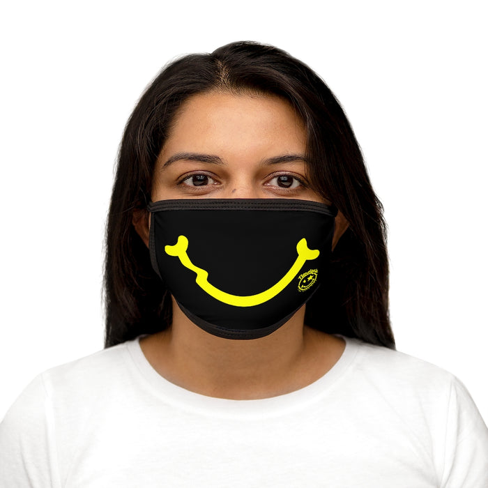 Nerdee's - "Smiley Face" with Logo (YEL Design 01) - Mixed-Fabric Face Mask - Black