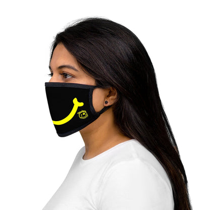 Nerdee's - "Smiley Face" with Logo (YEL Design 01) - Mixed-Fabric Face Mask - Black