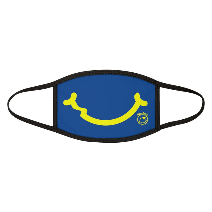 Nerdee's - "Smiley Face" with Logo (YEL Design 01) - Mixed-Fabric Face Mask - Blue