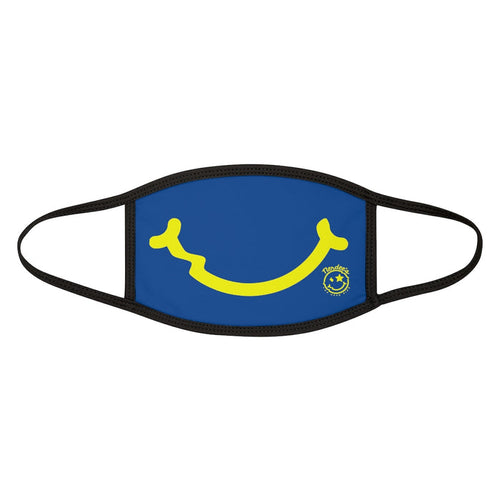 Nerdee's - "Smiley Face" with Logo (YEL Design 01) - Mixed-Fabric Face Mask - Blue