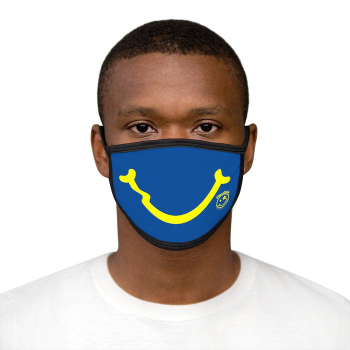Nerdee's - "Smiley Face" with Logo (YEL Design 01) - Mixed-Fabric Face Mask - Blue