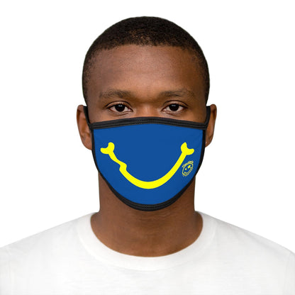 Nerdee's - "Smiley Face" with Logo (YEL Design 01) - Mixed-Fabric Face Mask - Blue