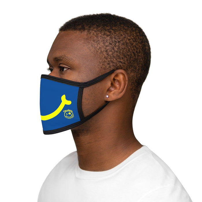 Nerdee's - "Smiley Face" with Logo (YEL Design 01) - Mixed-Fabric Face Mask - Blue