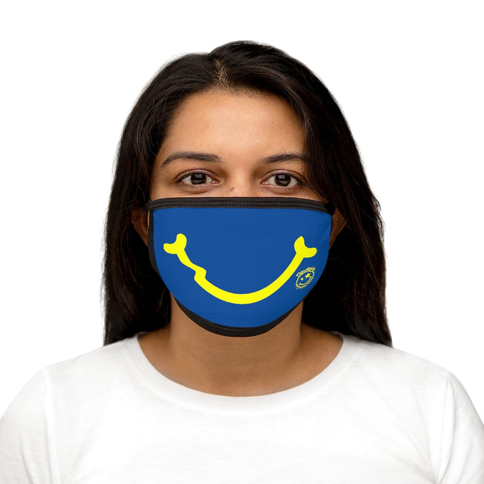 Nerdee's - "Smiley Face" with Logo (YEL Design 01) - Mixed-Fabric Face Mask - Blue