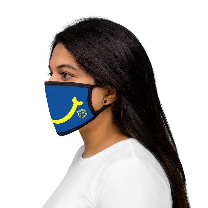 Nerdee's - "Smiley Face" with Logo (YEL Design 01) - Mixed-Fabric Face Mask - Blue