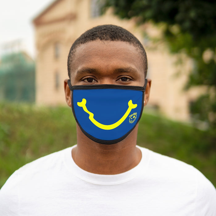 Nerdee's - "Smiley Face" with Logo (YEL Design 01) - Mixed-Fabric Face Mask - Blue