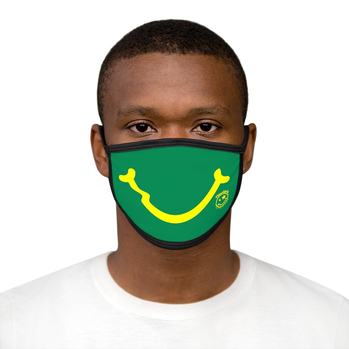Nerdee's - "Smiley Face" with Logo (YEL Design 01) - Mixed-Fabric Face Mask - Green