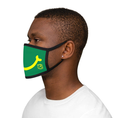Nerdee's - "Smiley Face" with Logo (YEL Design 01) - Mixed-Fabric Face Mask - Green