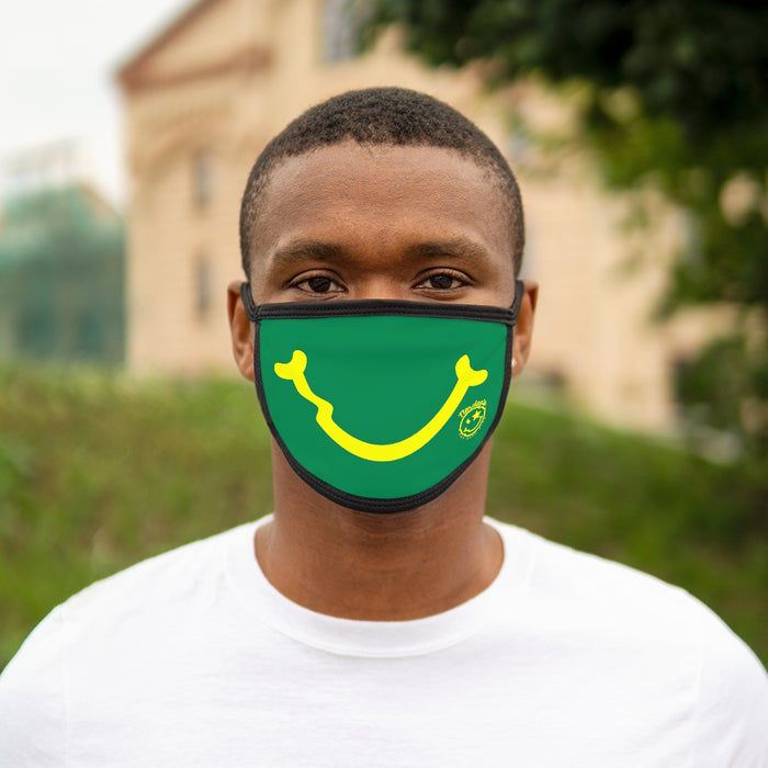 Nerdee's - "Smiley Face" with Logo (YEL Design 01) - Mixed-Fabric Face Mask - Green