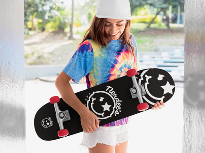Nerdee's - The Nerd Bizz - Official logo "Mr. Smiley" Skateboard Deck