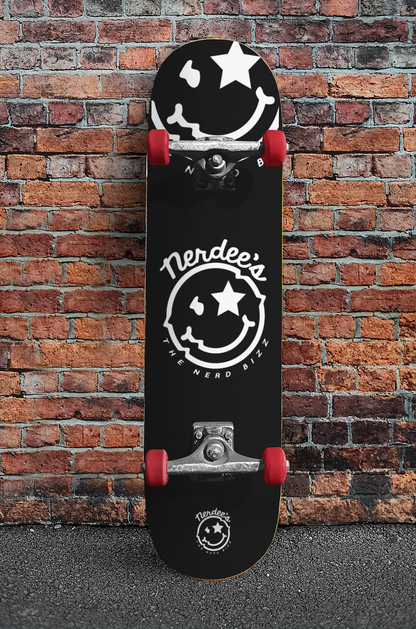 Nerdee's - The Nerd Bizz - Official logo "Mr. Smiley" Skateboard Deck