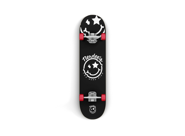 Nerdee's - The Nerd Bizz - Official logo "Mr. Smiley" Skateboard Deck