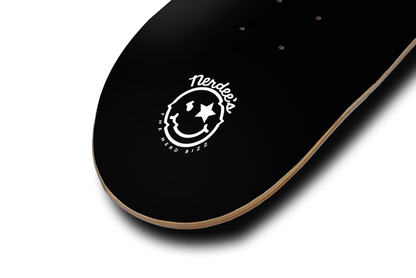 Nerdee's - The Nerd Bizz - Official logo "Mr. Smiley" Skateboard Deck