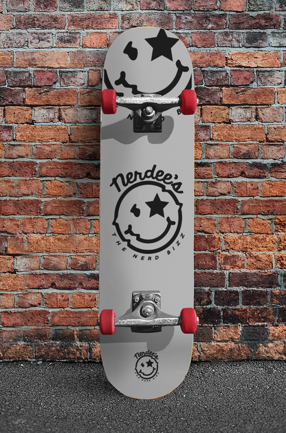 Nerdee's - The Nerd Bizz - Official logo "Mr. Smiley" Skateboard Deck