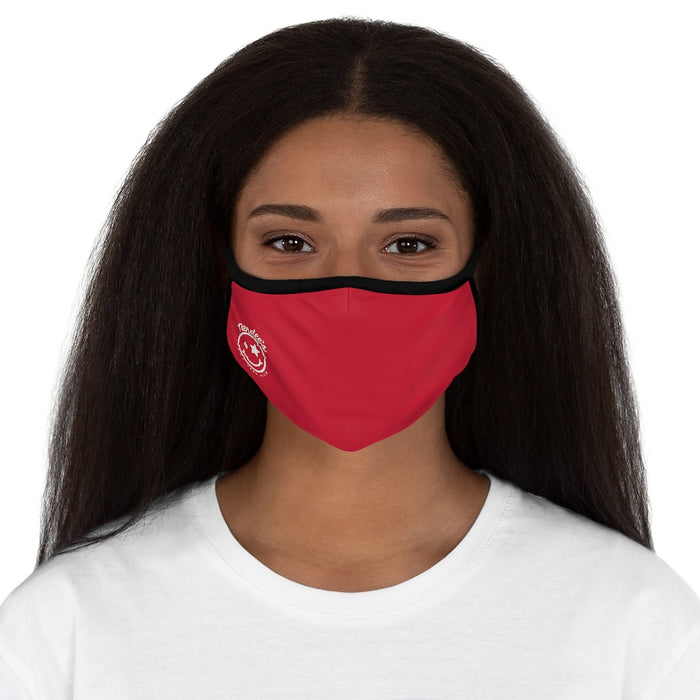 Nerdee's - The Nerd Bizz - Official Logo (White) - Fitted Polyester Face Mask - Dark Red