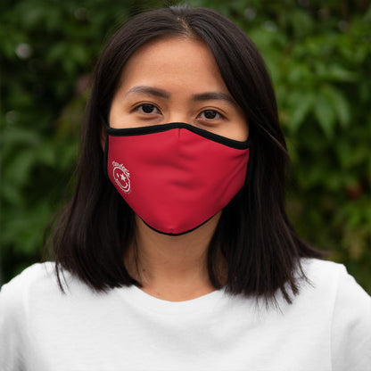 Nerdee's - The Nerd Bizz - Official Logo (White) - Fitted Polyester Face Mask - Dark Red
