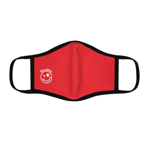 Nerdee's - The Nerd Bizz - Official Logo (White) - Fitted Polyester Face Mask - Red