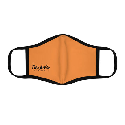 Nerdee's - The Nerd Bizz - Official Script Logo (Black) - Fitted Polyester Face Mask - Orange