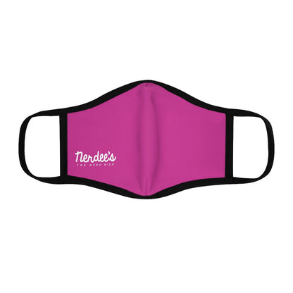 Nerdee's - The Nerd Bizz - Official Script Logo (White) - Fitted Polyester Face Mask - Hot Pink