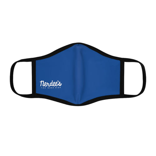 Nerdee's - The Nerd Bizz - Official Script Logo (White) - Fitted Polyester Face Mask - Blue