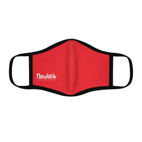 Nerdee's - The Nerd Bizz - Official Script Logo (White) - Fitted Polyester Face Mask - Red