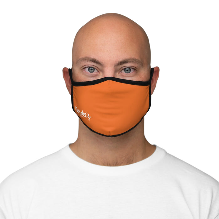 Nerdee's - The Nerd Bizz - Official Script Logo (White) - Fitted Polyester Face Mask - Dark Orange
