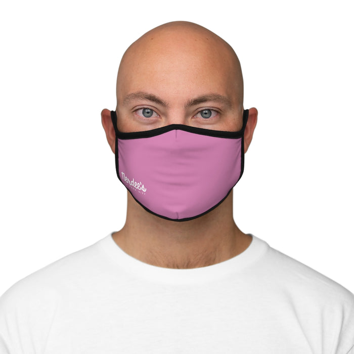 Nerdee's - The Nerd Bizz - Official Script Logo (White) - Fitted Polyester Face Mask - Pink