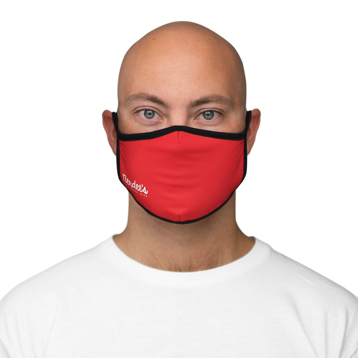 Nerdee's - The Nerd Bizz - Official Script Logo (White) - Fitted Polyester Face Mask - Red