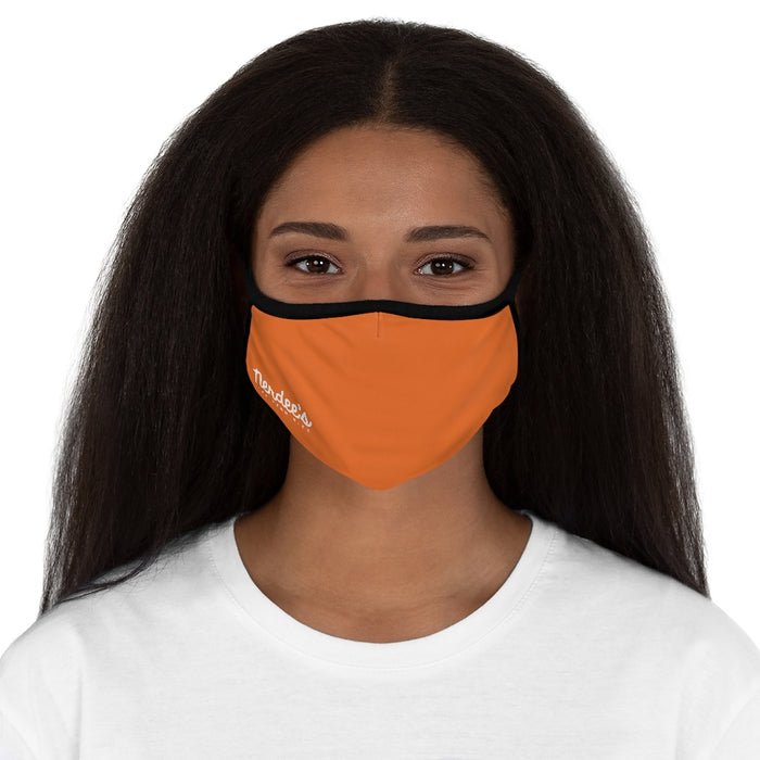 Nerdee's - The Nerd Bizz - Official Script Logo (White) - Fitted Polyester Face Mask - Dark Orange