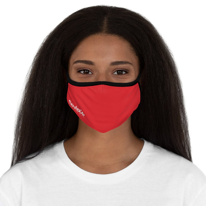 Nerdee's - The Nerd Bizz - Official Script Logo (White) - Fitted Polyester Face Mask - Red