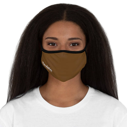 Nerdee's - The Nerd Bizz - Official Script Logo (White) - Fitted Polyester Face Mask - Dark Brown