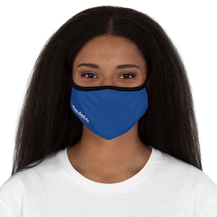 Nerdee's - The Nerd Bizz - Official Script Logo (White) - Fitted Polyester Face Mask - Blue