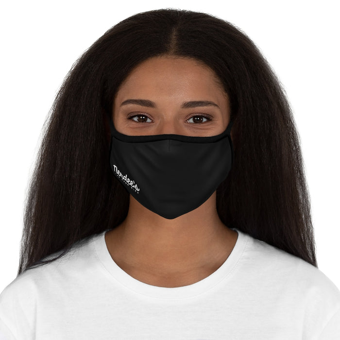 Nerdee's - The Nerd Bizz - Official Script Logo (White) - Fitted Polyester Face Mask - Black