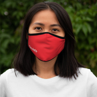 Nerdee's - The Nerd Bizz - Official Script Logo (White) - Fitted Polyester Face Mask - Red