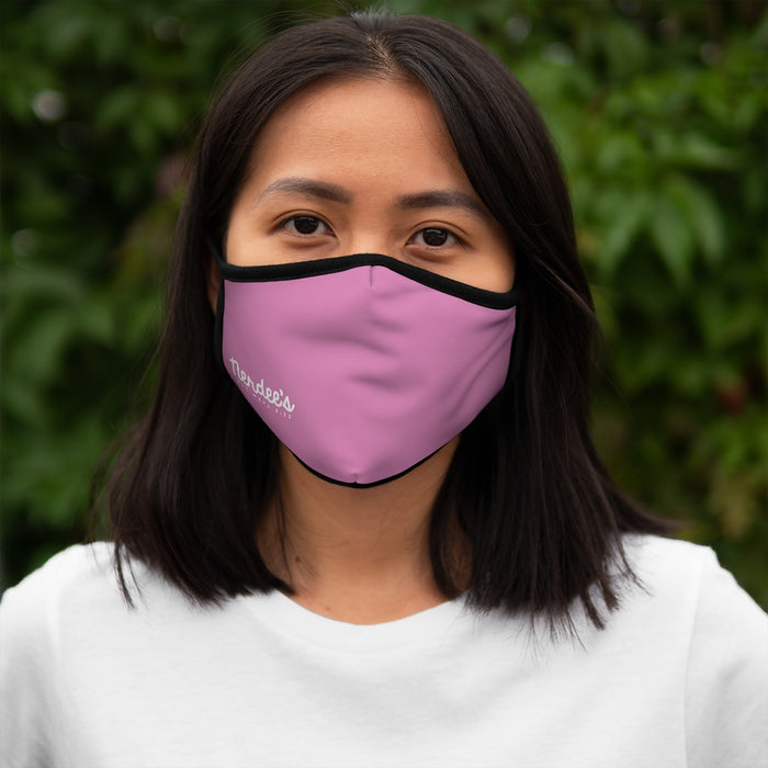 Nerdee's - The Nerd Bizz - Official Script Logo (White) - Fitted Polyester Face Mask - Pink
