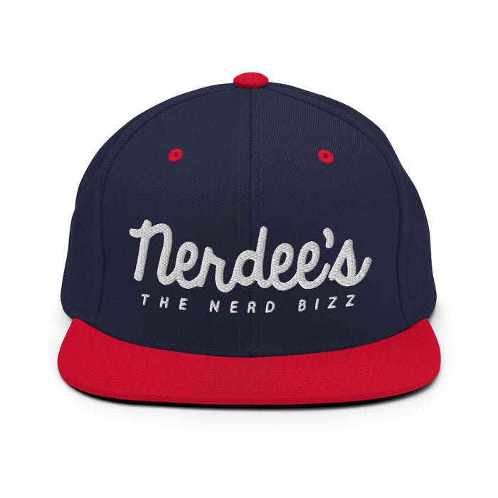Nerdee's - The Nerd Bizz - Official Script Logo (White) Snapback Hat