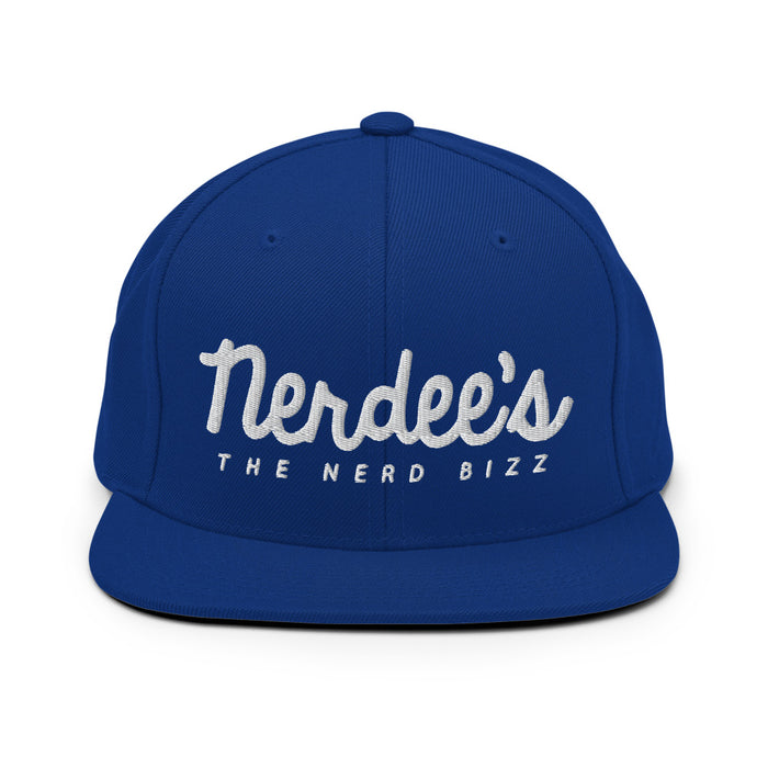 Nerdee's - The Nerd Bizz - Official Script Logo (White) Snapback Hat