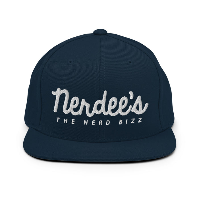 Nerdee's - The Nerd Bizz - Official Script Logo (White) Snapback Hat