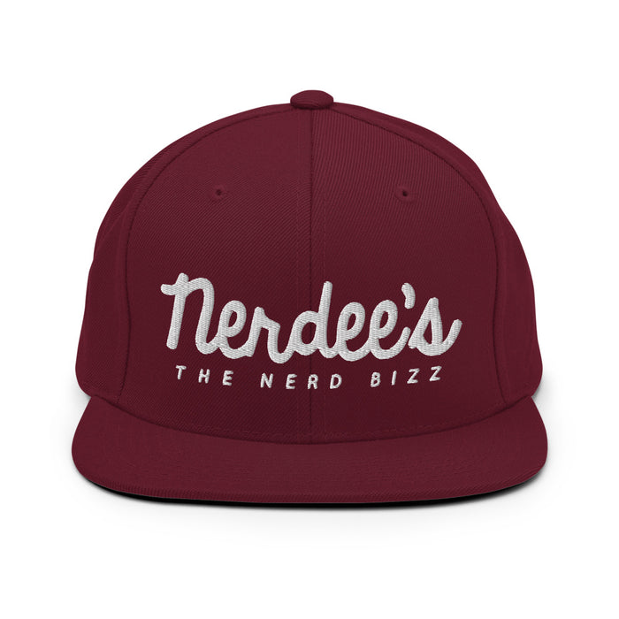 Nerdee's - The Nerd Bizz - Official Script Logo (White) Snapback Hat