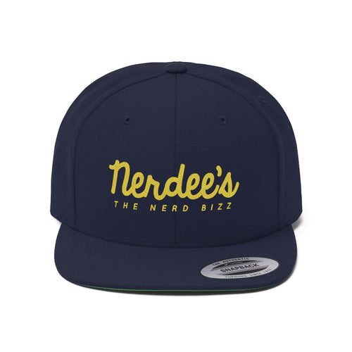 Nerdee's - The Nerd Bizz - Script Logo (Gold) - Unisex Flat Bill Hat