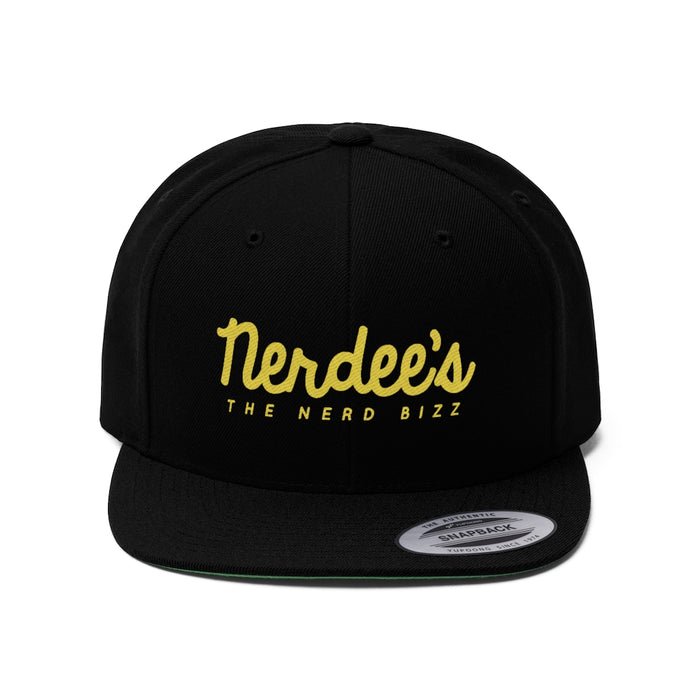 Nerdee's - The Nerd Bizz - Script Logo (Gold) - Unisex Flat Bill Hat