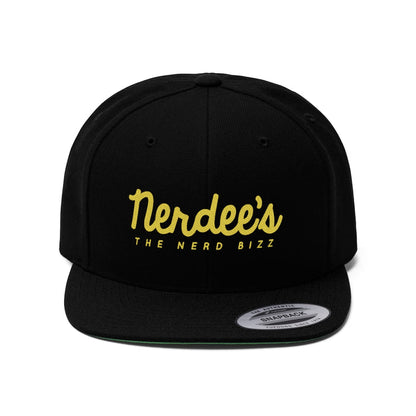 Nerdee's - The Nerd Bizz - Script Logo (Gold) - Unisex Flat Bill Hat